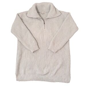 Barefoot Dreams Cozy Chic Quarter Zip Tunic Chenille Sweater (LG) Comfort Cowl